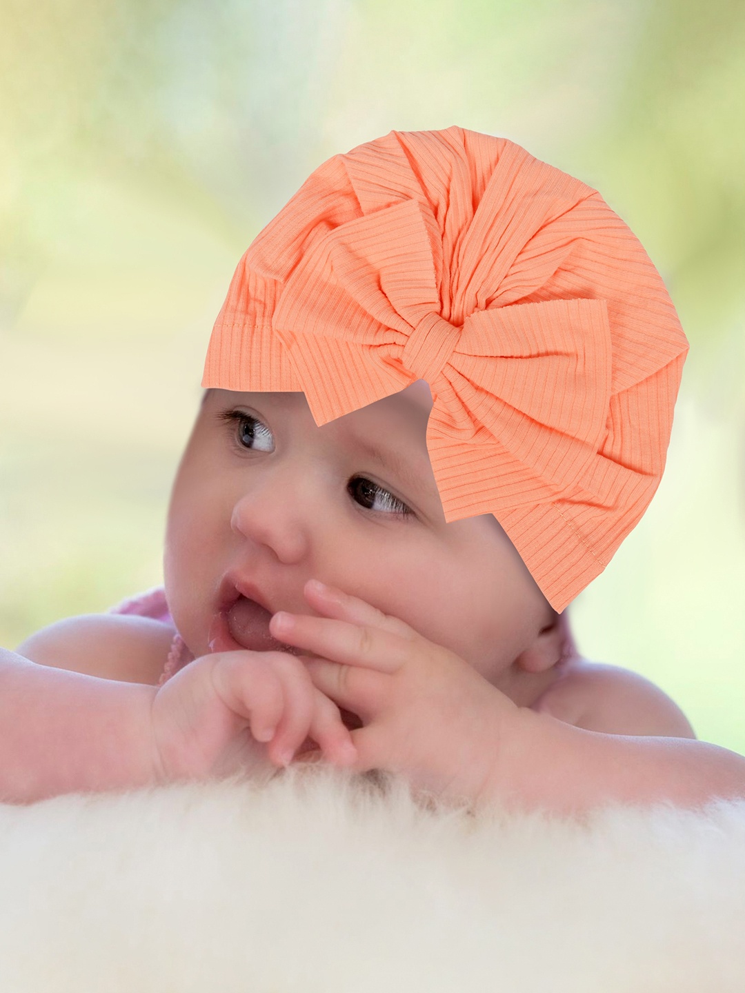 

Baby Moo Girls Orange Cotton Beanie