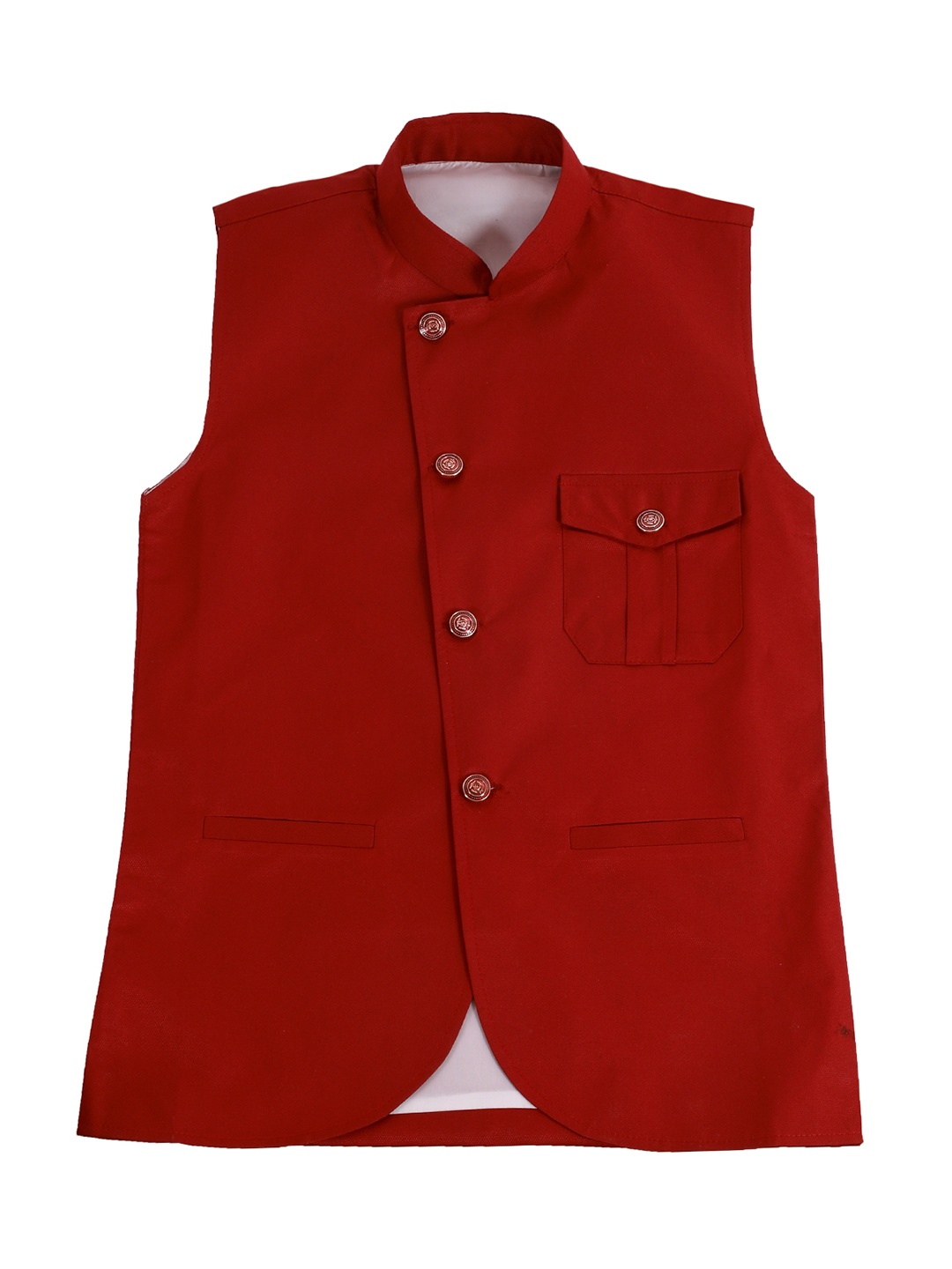 

FOURFOLDS Boys Orange Solid Nehru Jacket