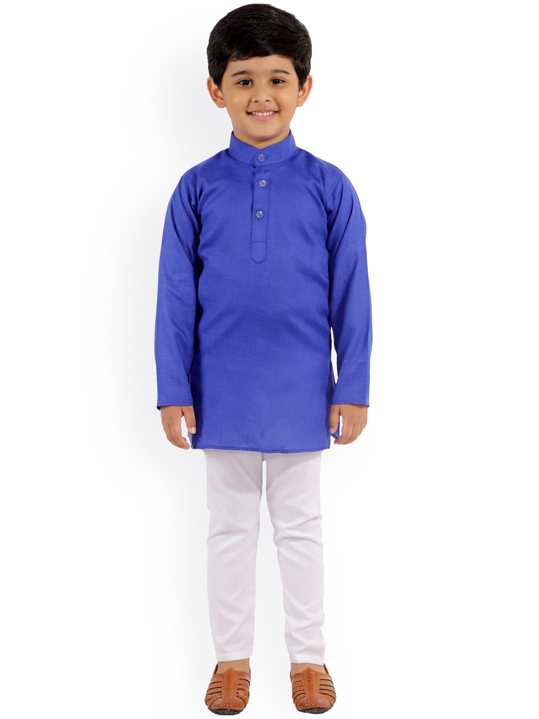 

FOURFOLDS Boys Blue & White Kurta With Pyjamas