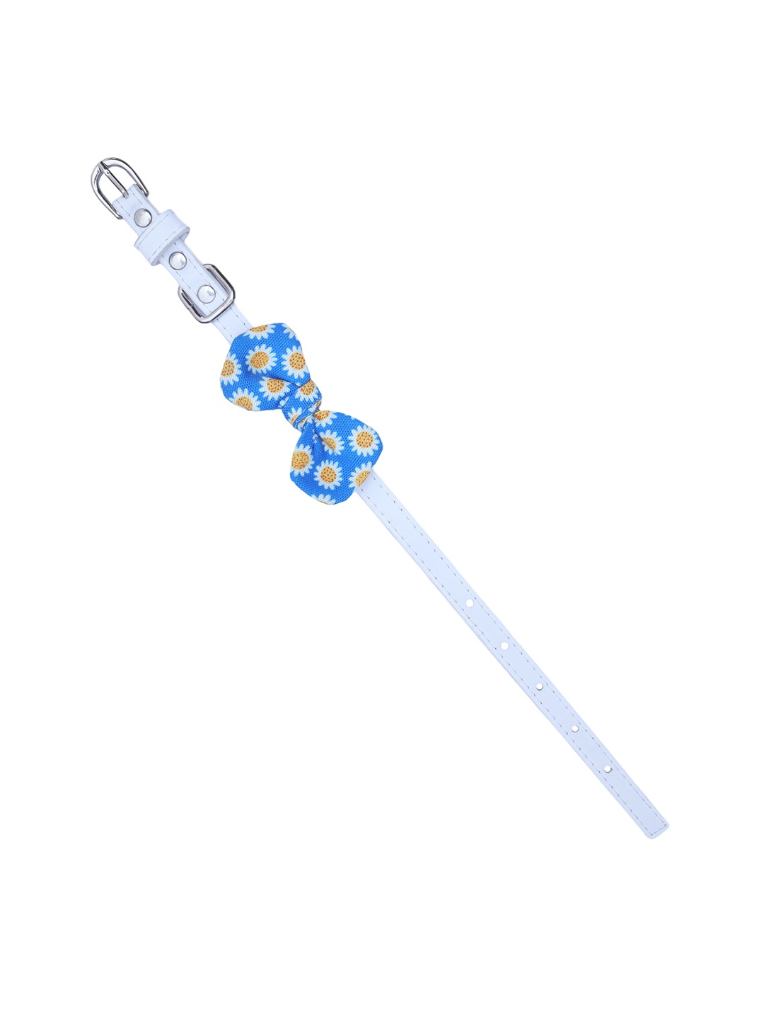 

Dchica Paws White & Blue Floral Bow Collar