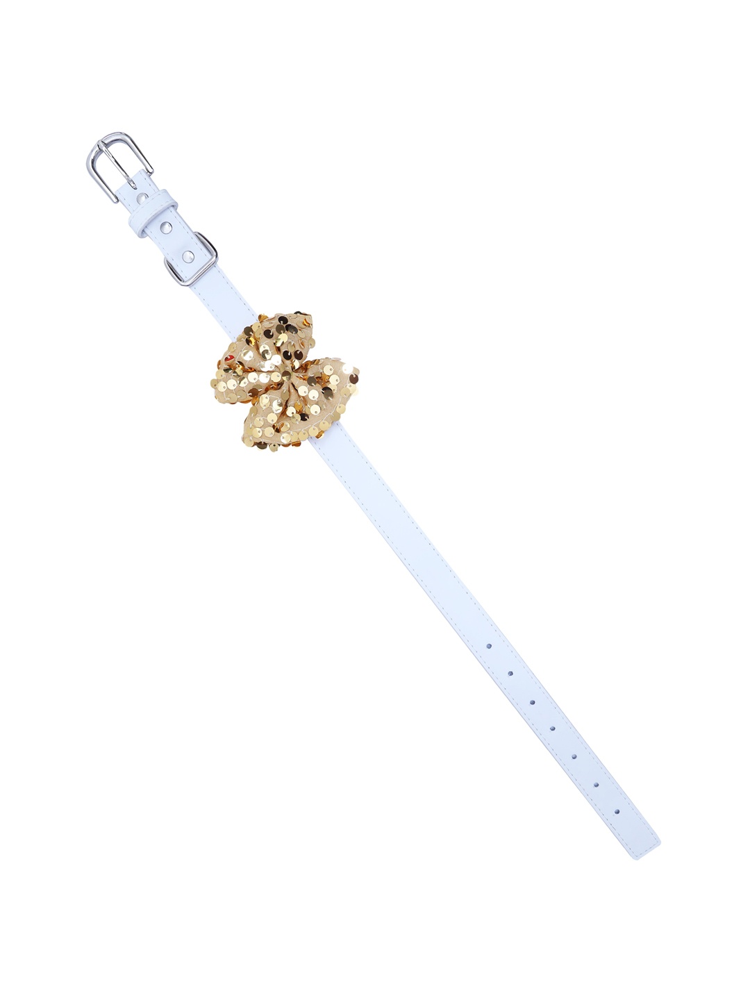 

D'chica Paws Dogs White & Gold Sequinned Bow Collar