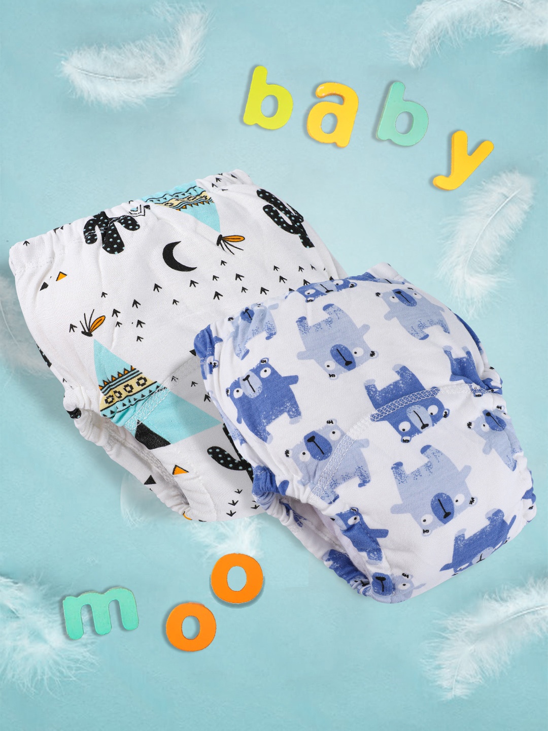 

Baby Moo Kids Pack Of 2 Reusable Cloth Diaper Panty, Multi