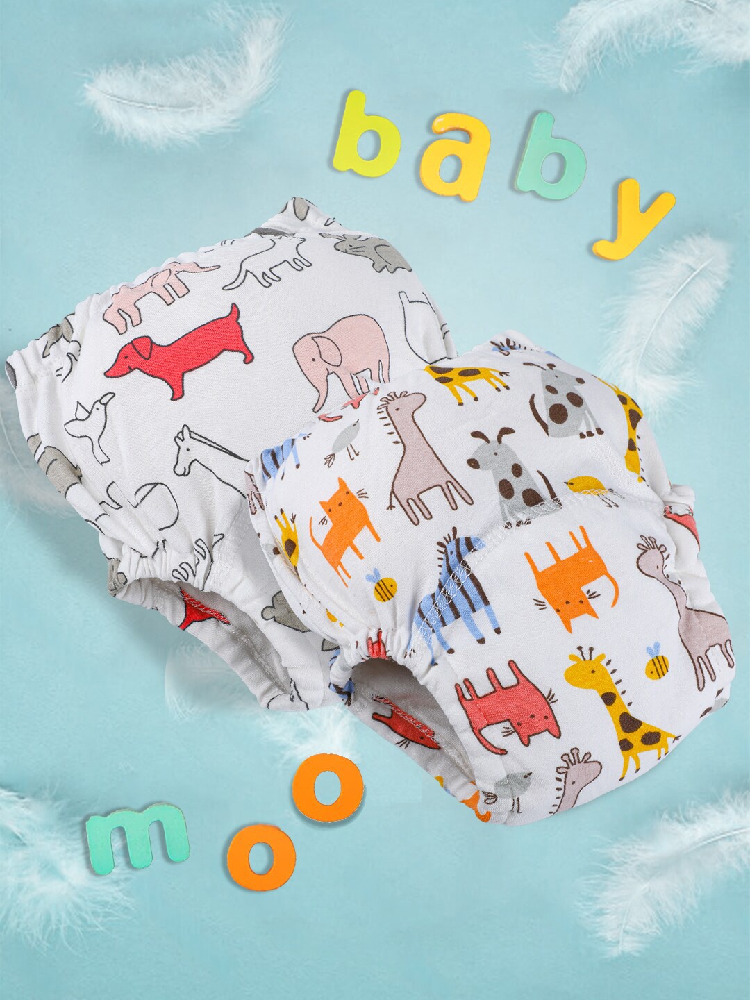 

Baby Moo Girls Multicolored Pack of 2 Reusable Cloth Diapers, Multi