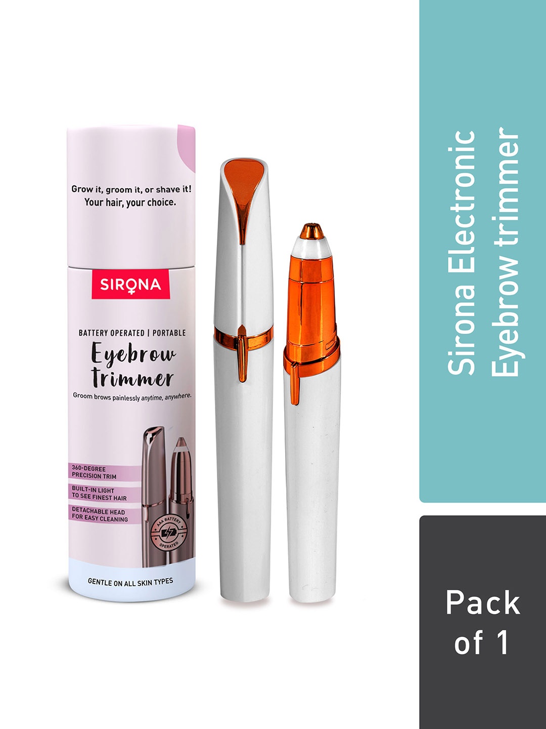 Sirona Women Portable Electronic Eyebrow Trimmer Razor, Silver