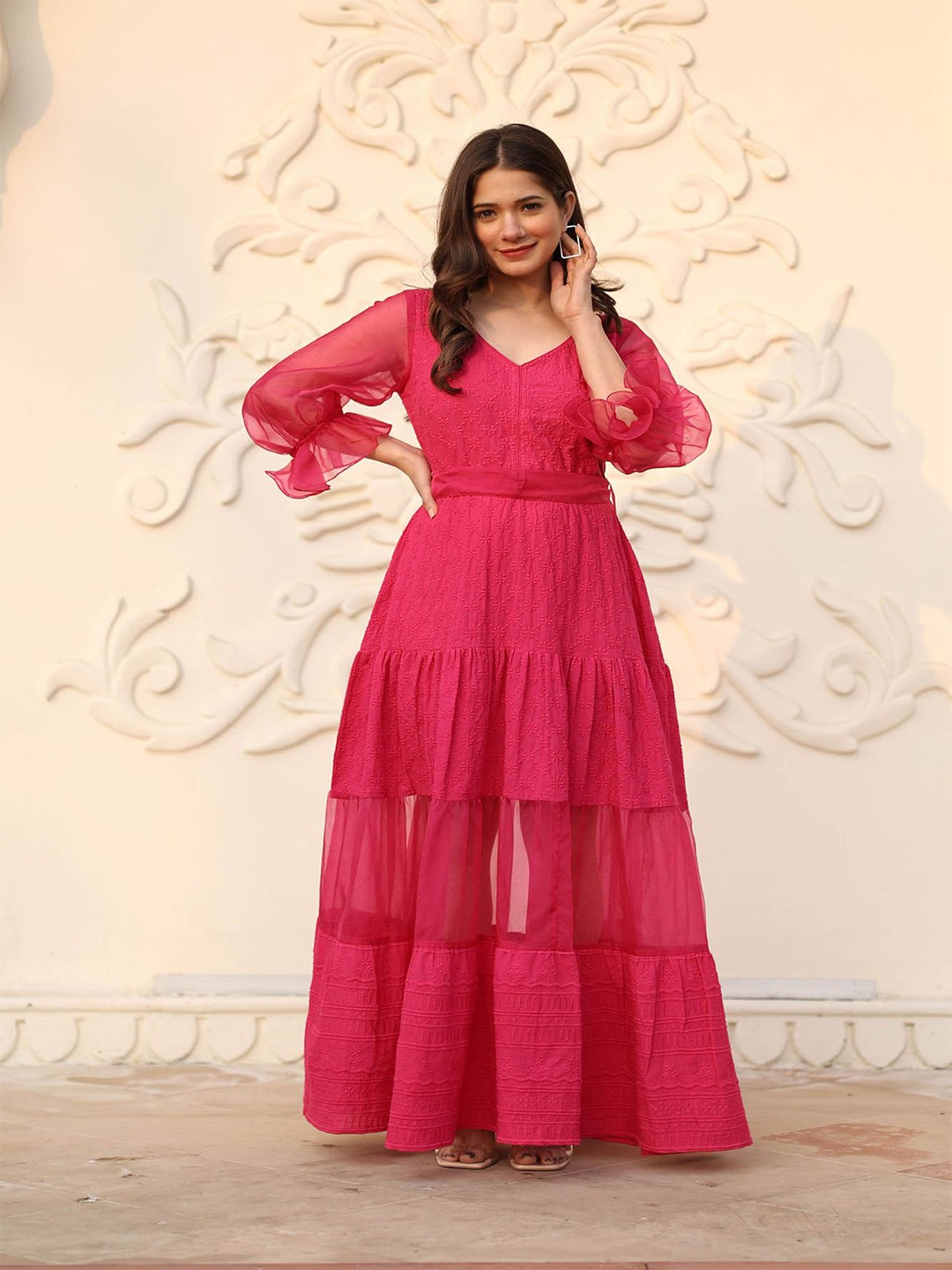 

mulmul.com Pink Maxi Dress