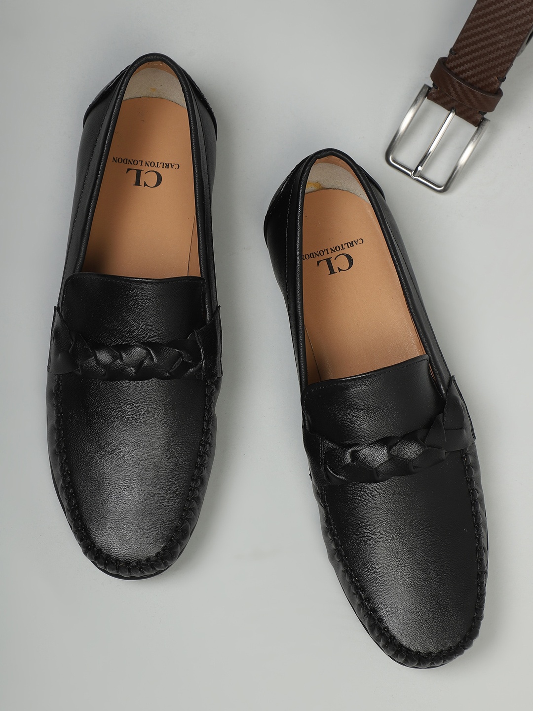 

Carlton London Men Black Perforations Slip-On Sneakers