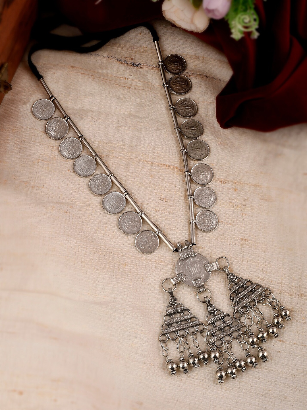 

Shoshaa Silver-Plated Oxidised Handcrafted Necklace