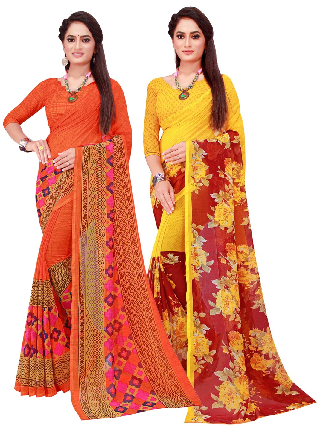 

Florence Women Orange Sarees