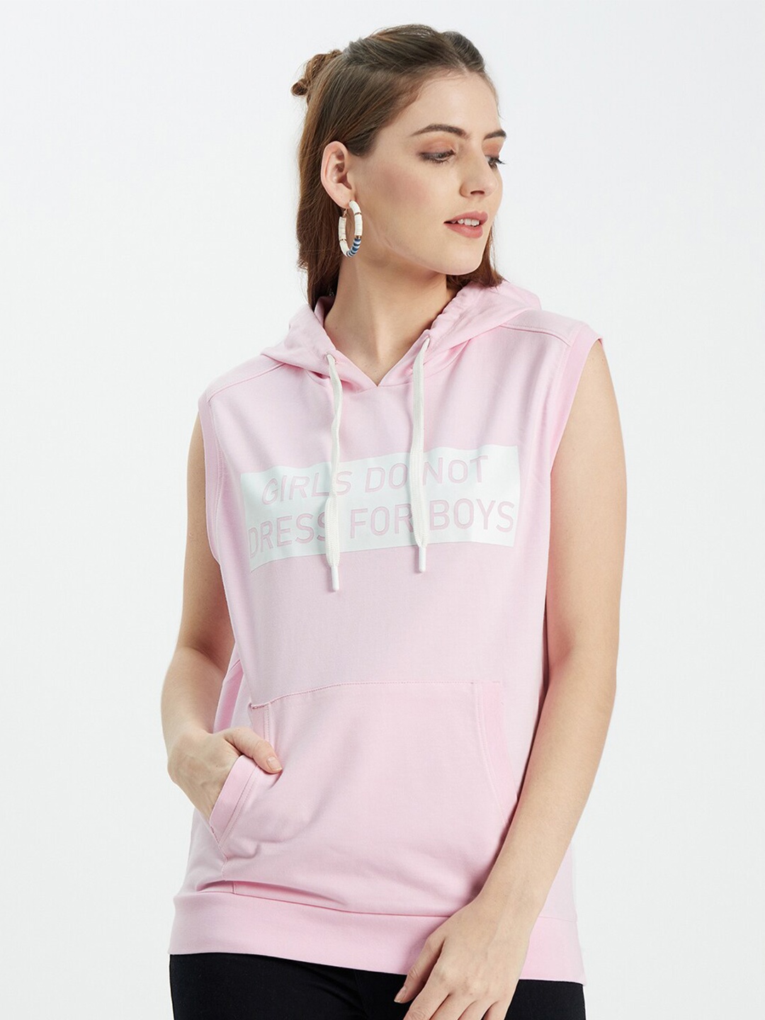 

EDRIO Women Pink Extended Sleeves T-shirt