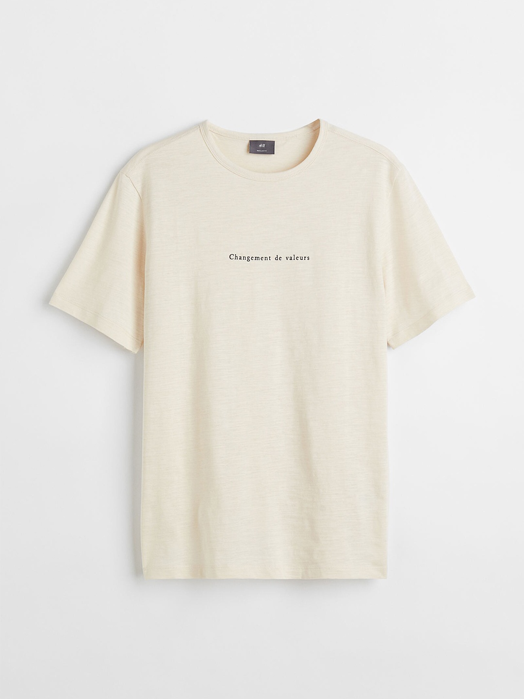 

H&M Men Off-White Printed Regular Fit Cotton T-shirt