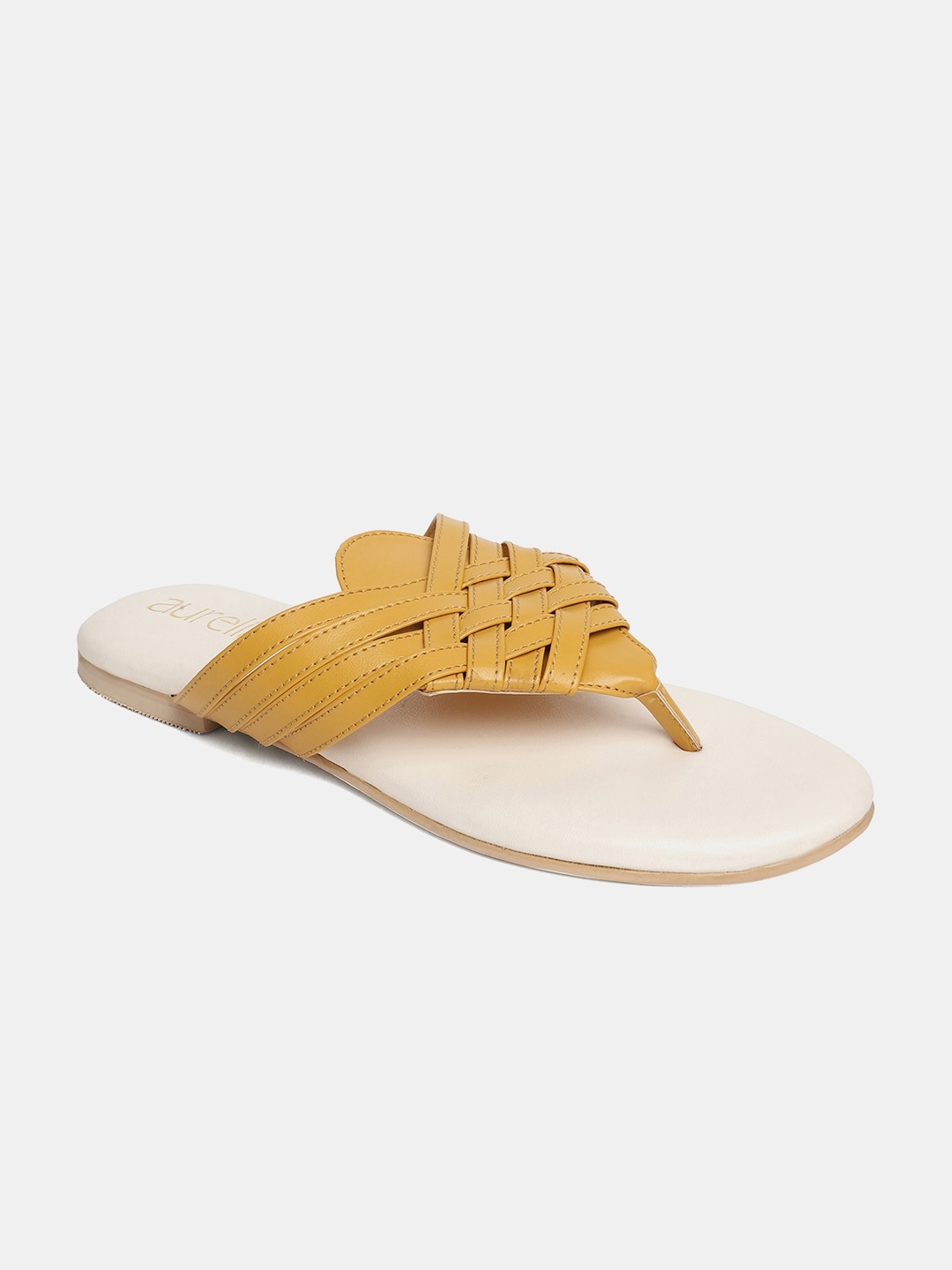 

AURELIA Yellow Embellished PU Ethnic Block Mules
