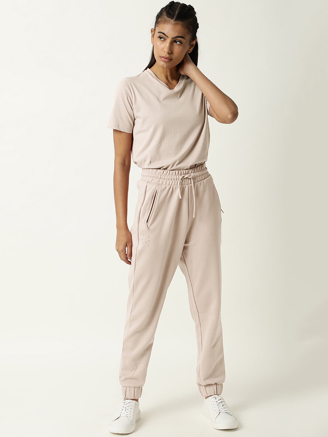 

ARTICALE Beige Solid Cotton Track Pants