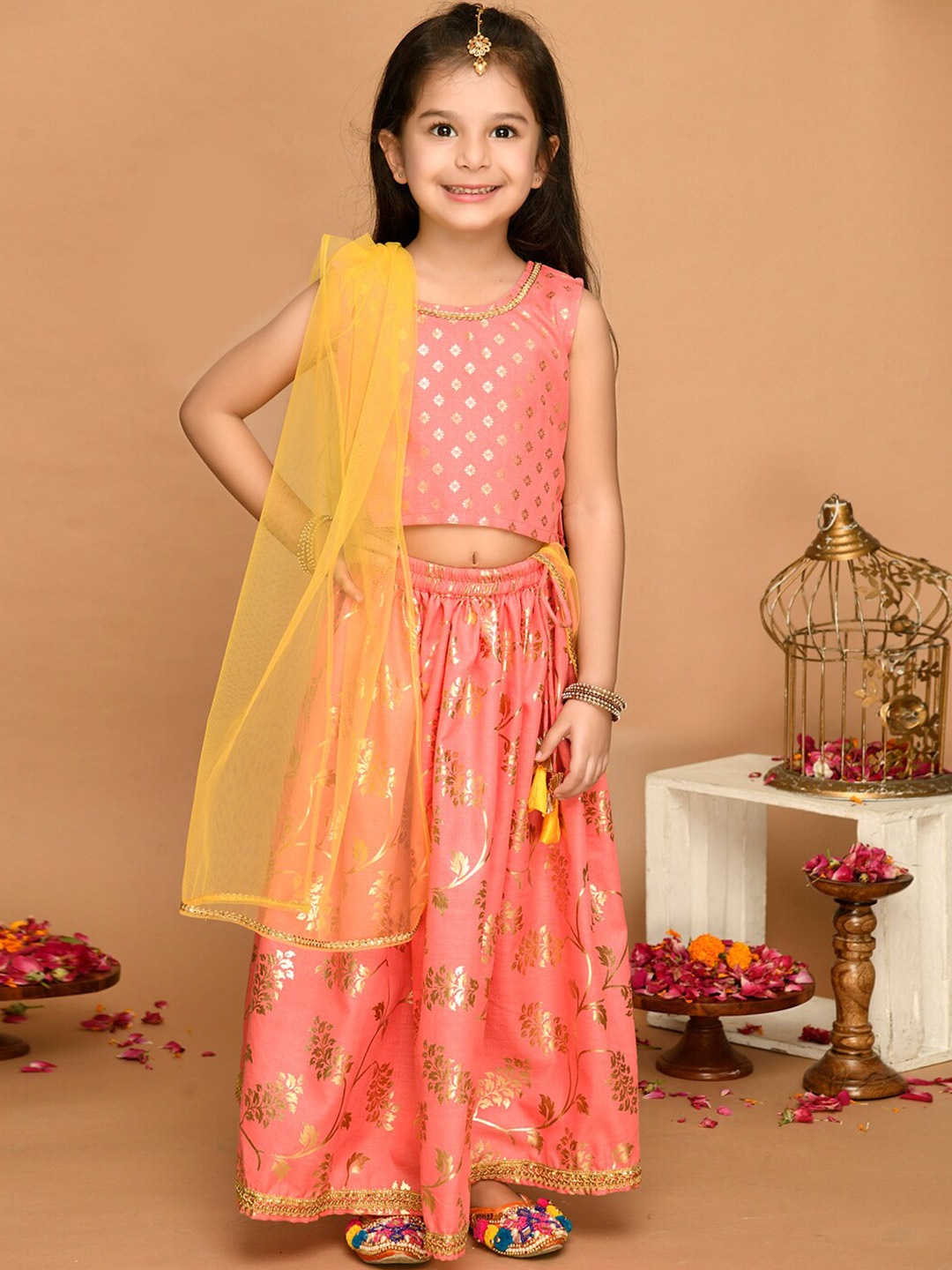 

SAKA DESIGNS Girls Pink Lehenga Choli