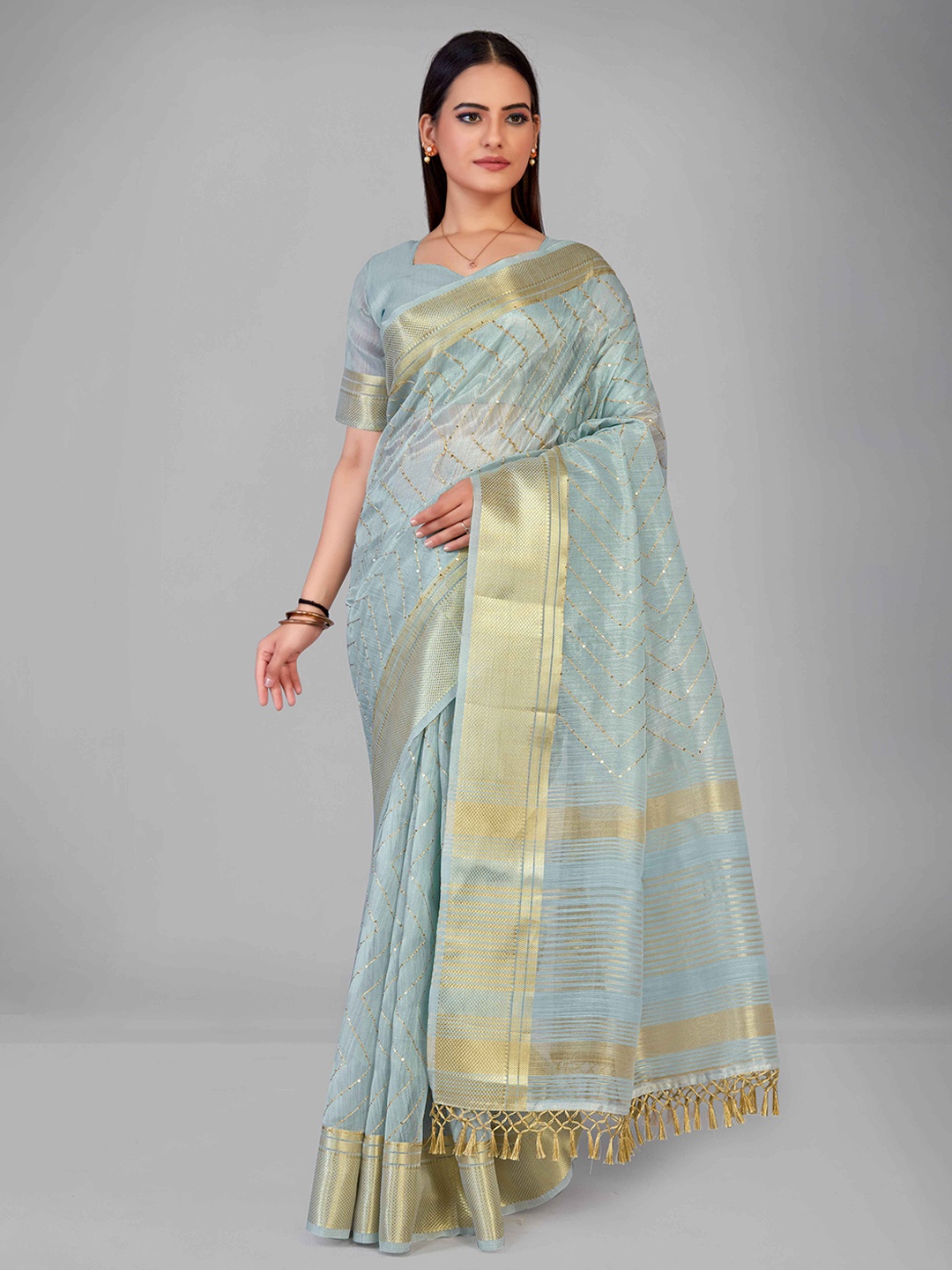 

MANOHARI Women Blue Sarees