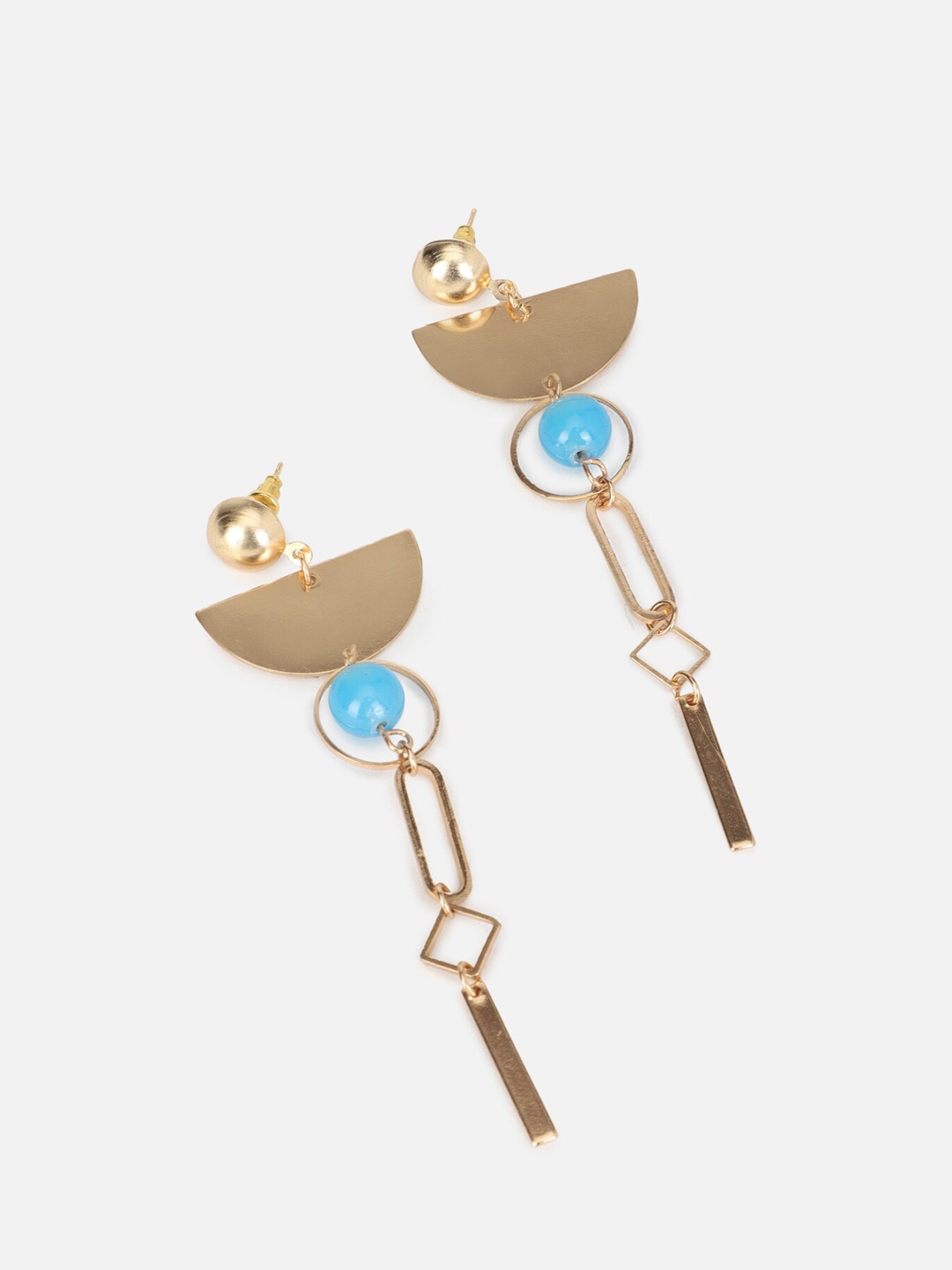 

FOREVER 21 Gold-Toned & Blue Contemporary Drop Earrings