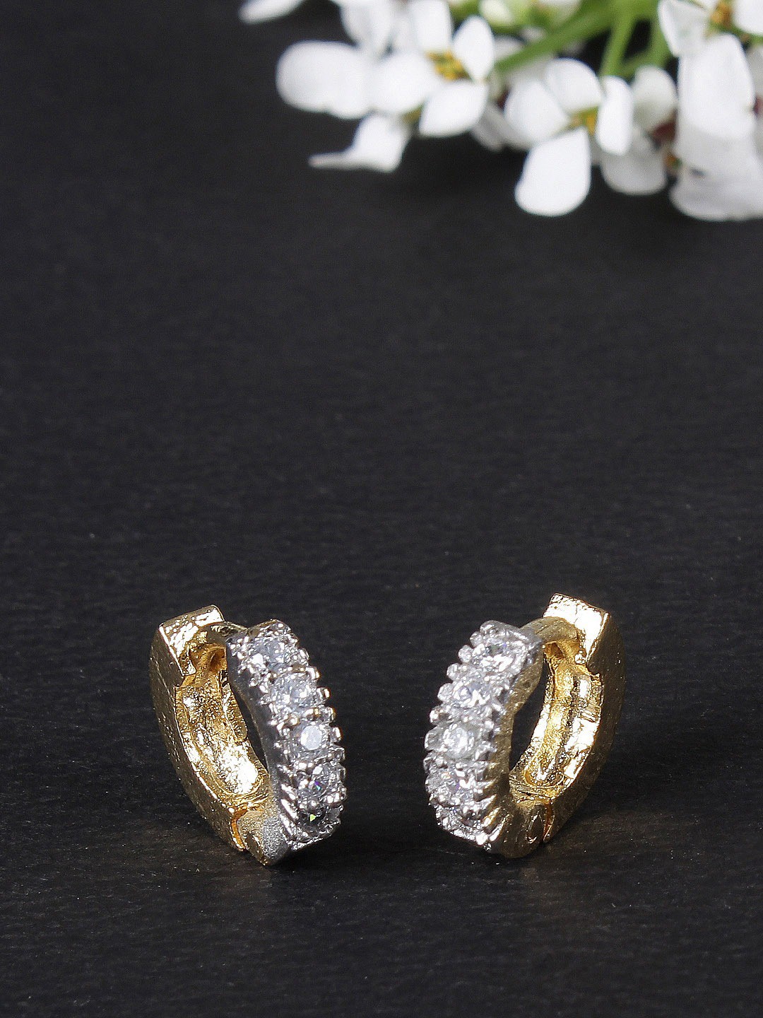

FIROZA Gold-Toned Contemporary Studs Earrings