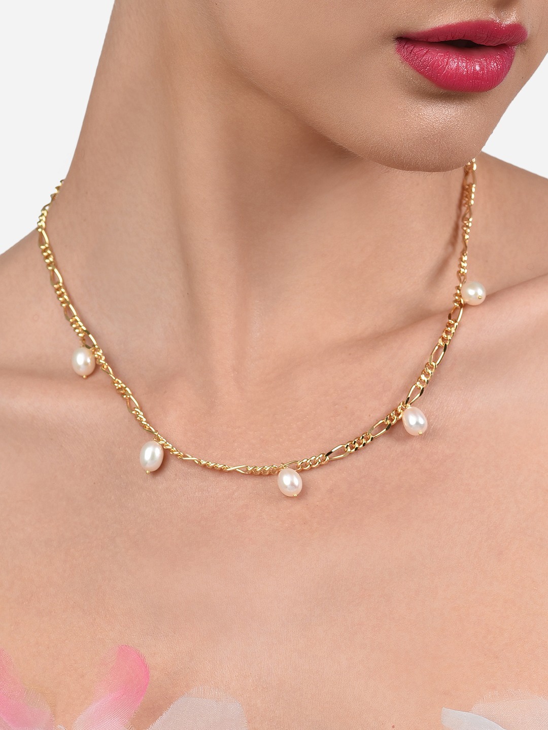 

Zaveri Pearls Women White Necklace and Chains, Gold
