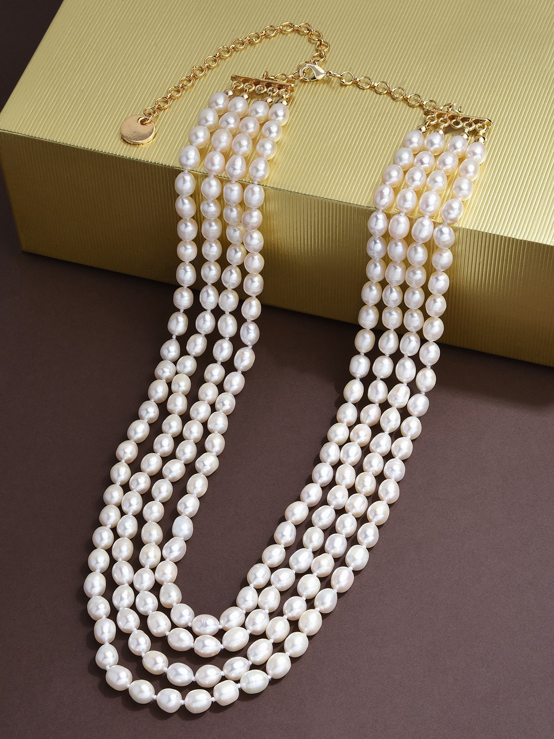 

Zaveri Pearls Women White Necklace and Chains, Gold