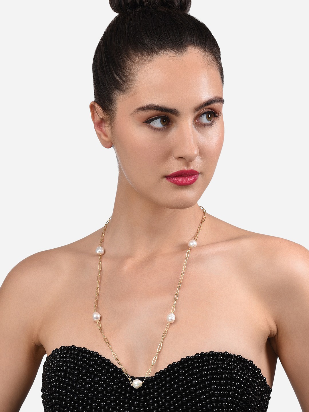 

Zaveri Pearls Women White Necklace and Chains, Gold