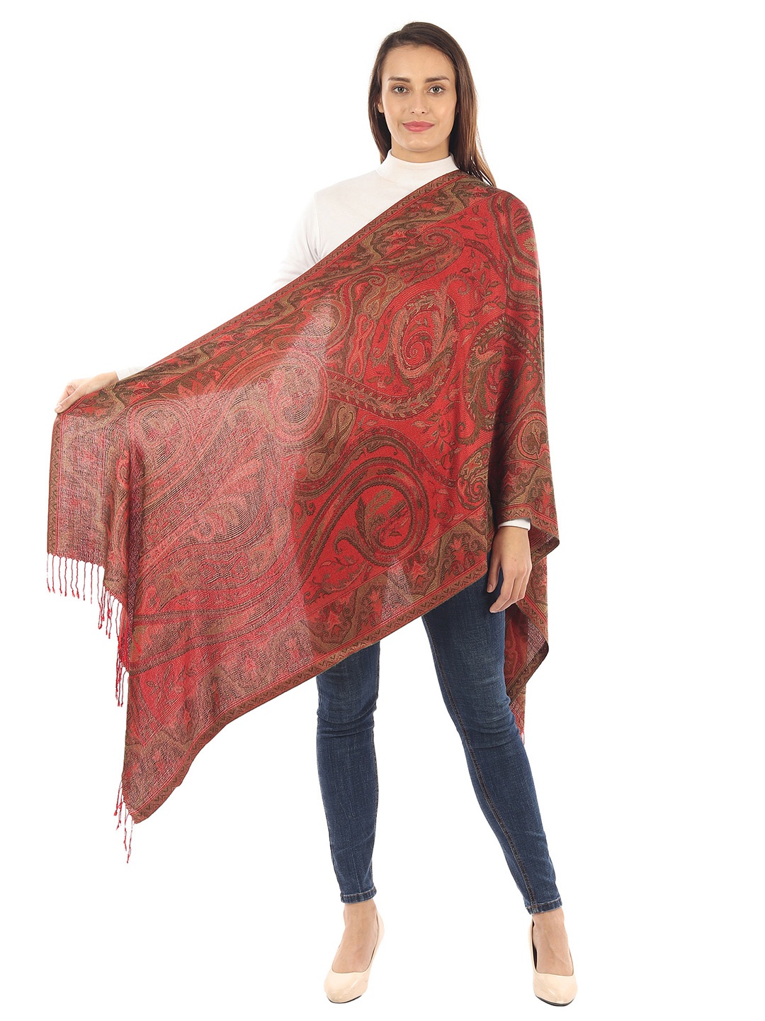 

MUFFLY Women Multicoloured Woven Design Pashmina Stole, Multi