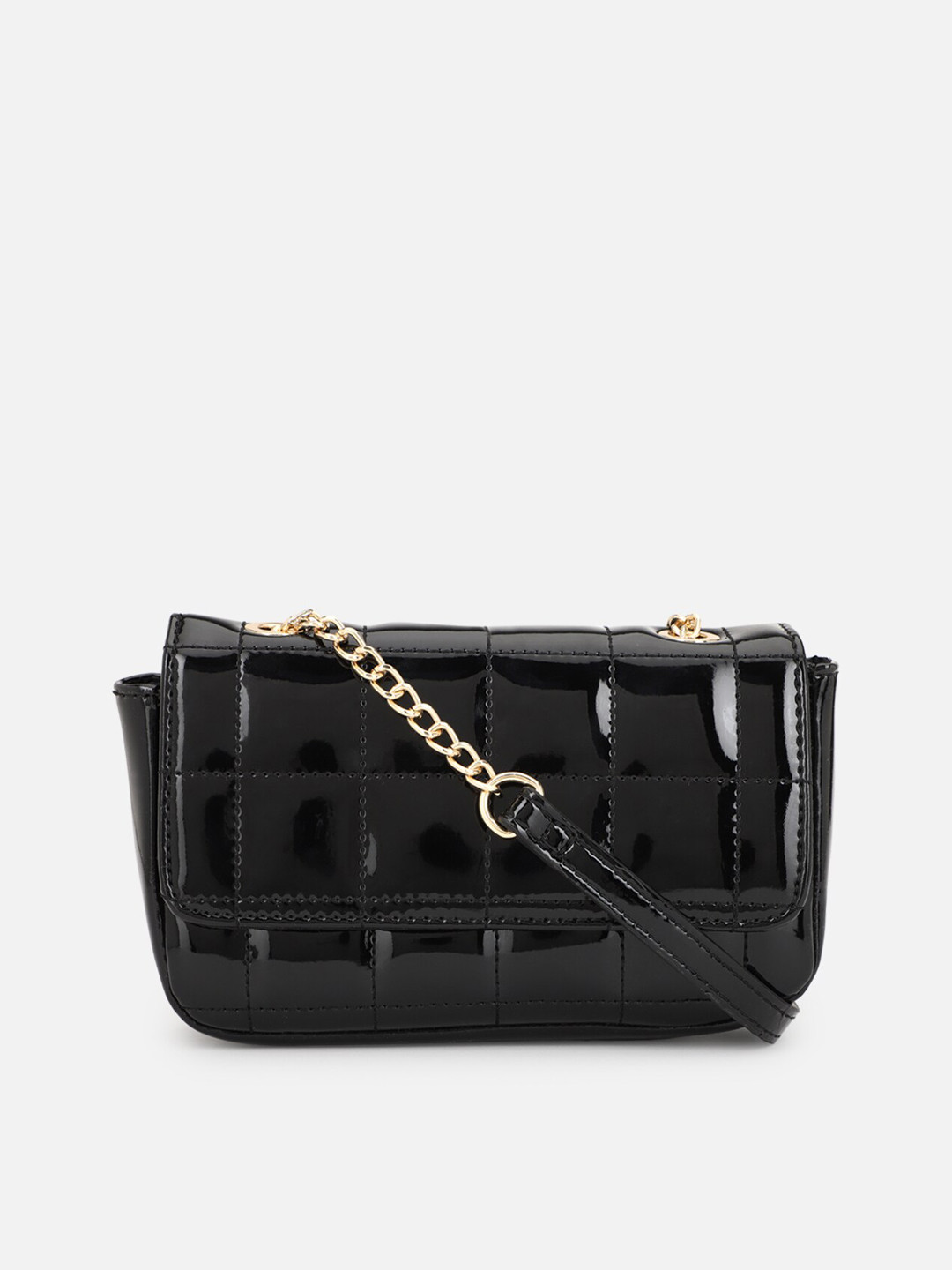 

FOREVER 21 Black Geometric PU Structured Sling Bag