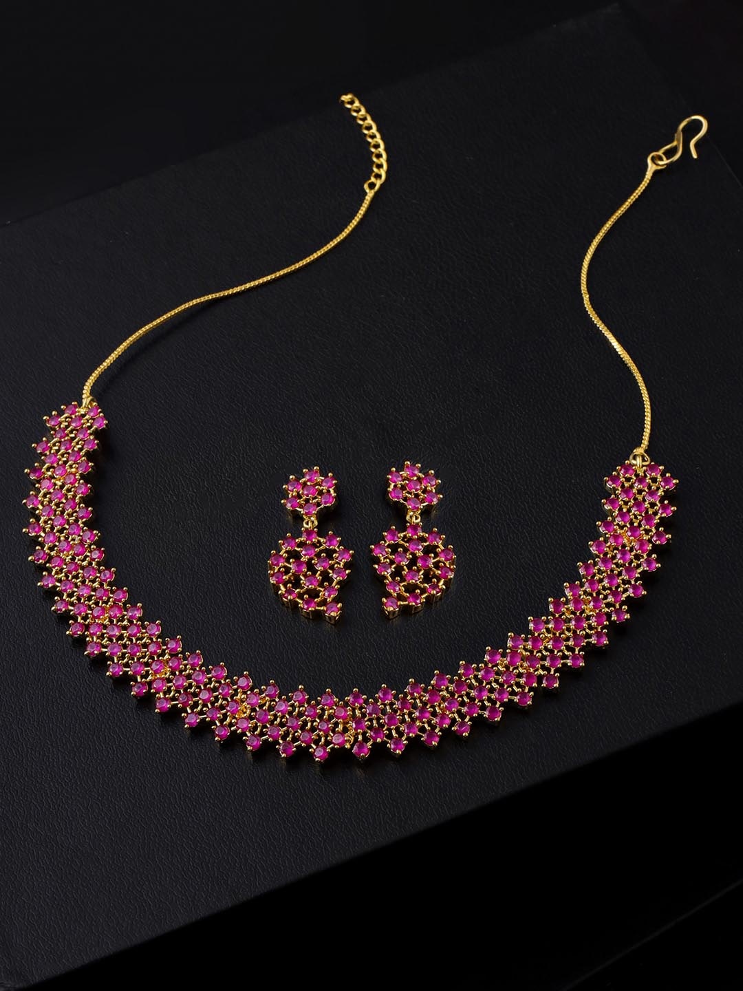 

THE AAB STUDIO Gold-Plated Pink Stone Studded Jewellery Set