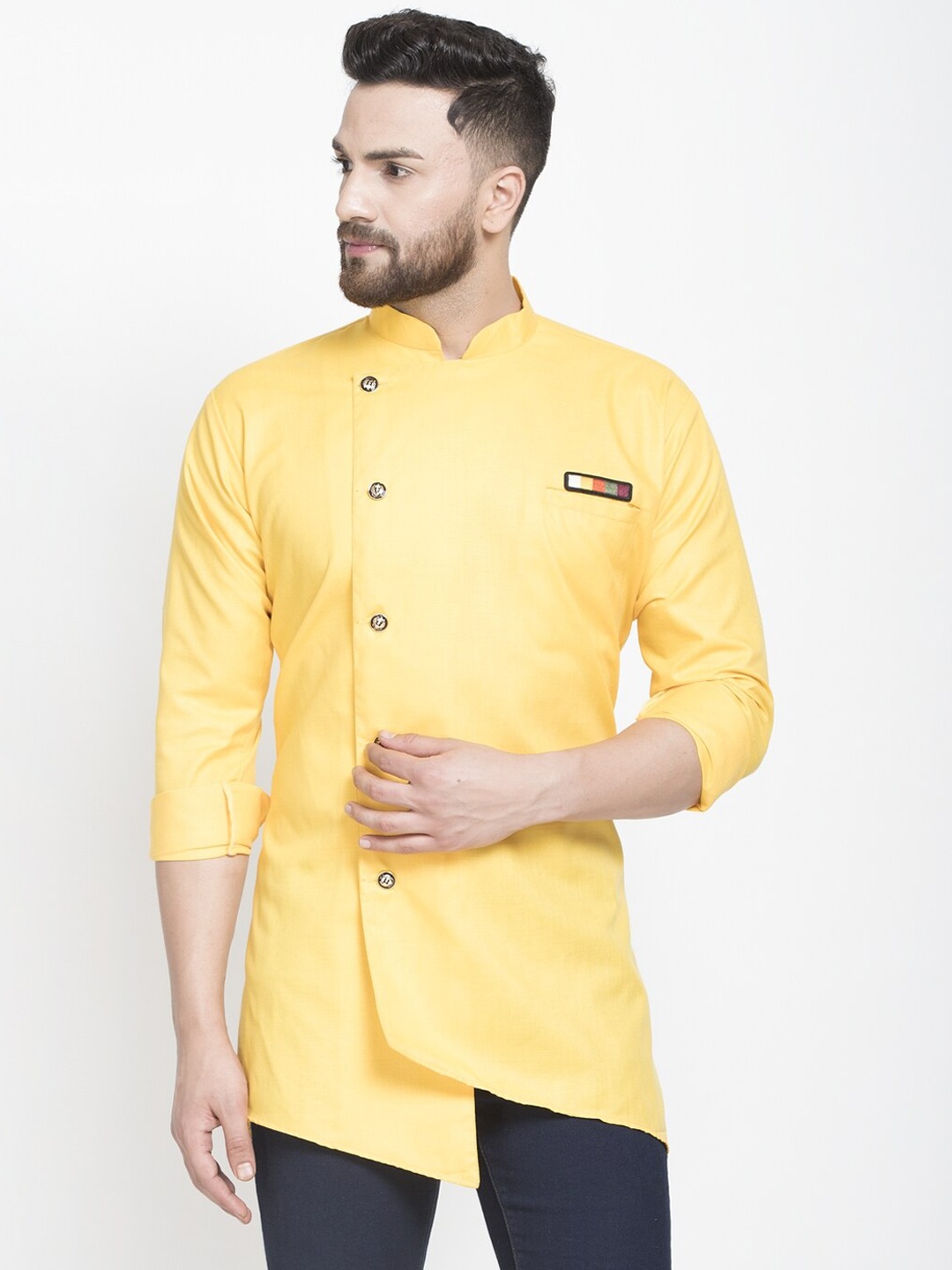 

Benstoke Men Yellow Kurta
