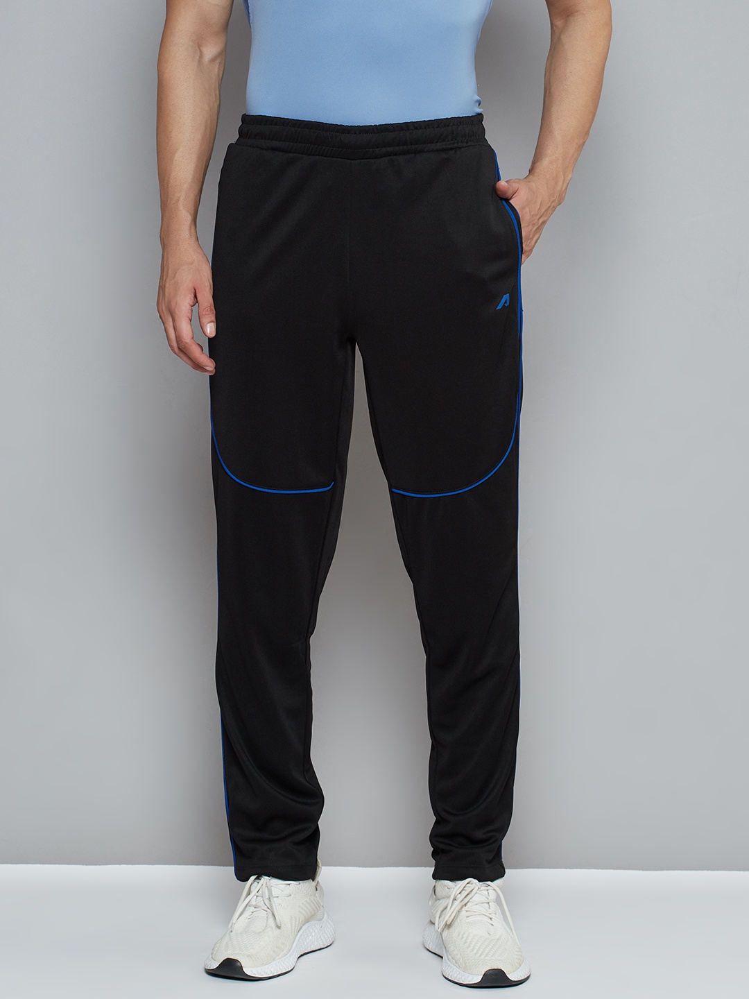 

Alcis Men Navy Black Solid Slim Fit Running Track Pants