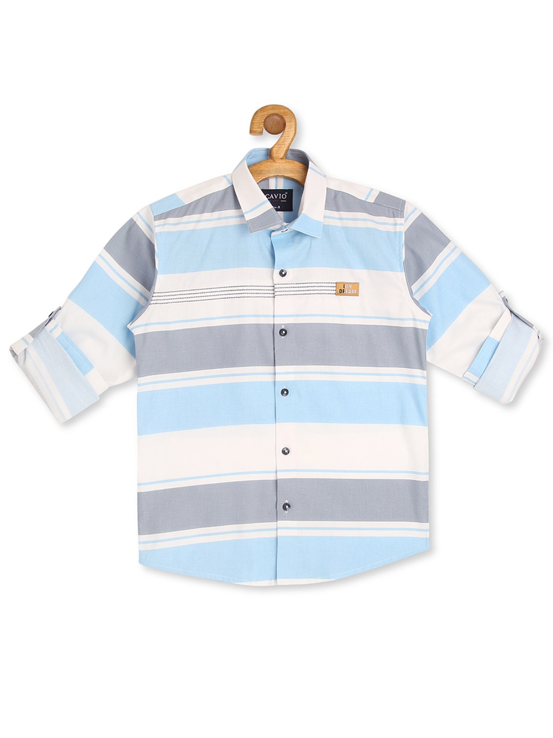 

CAVIO Boys Blue Colourblocked Pure Cotton Casual Shirt
