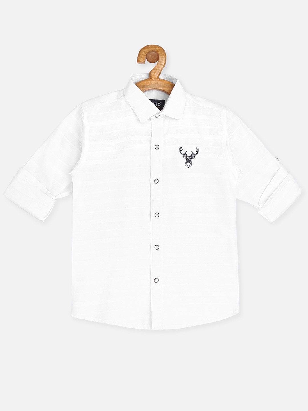 

CAVIO Boys White Solid Casual Cotton Shirt