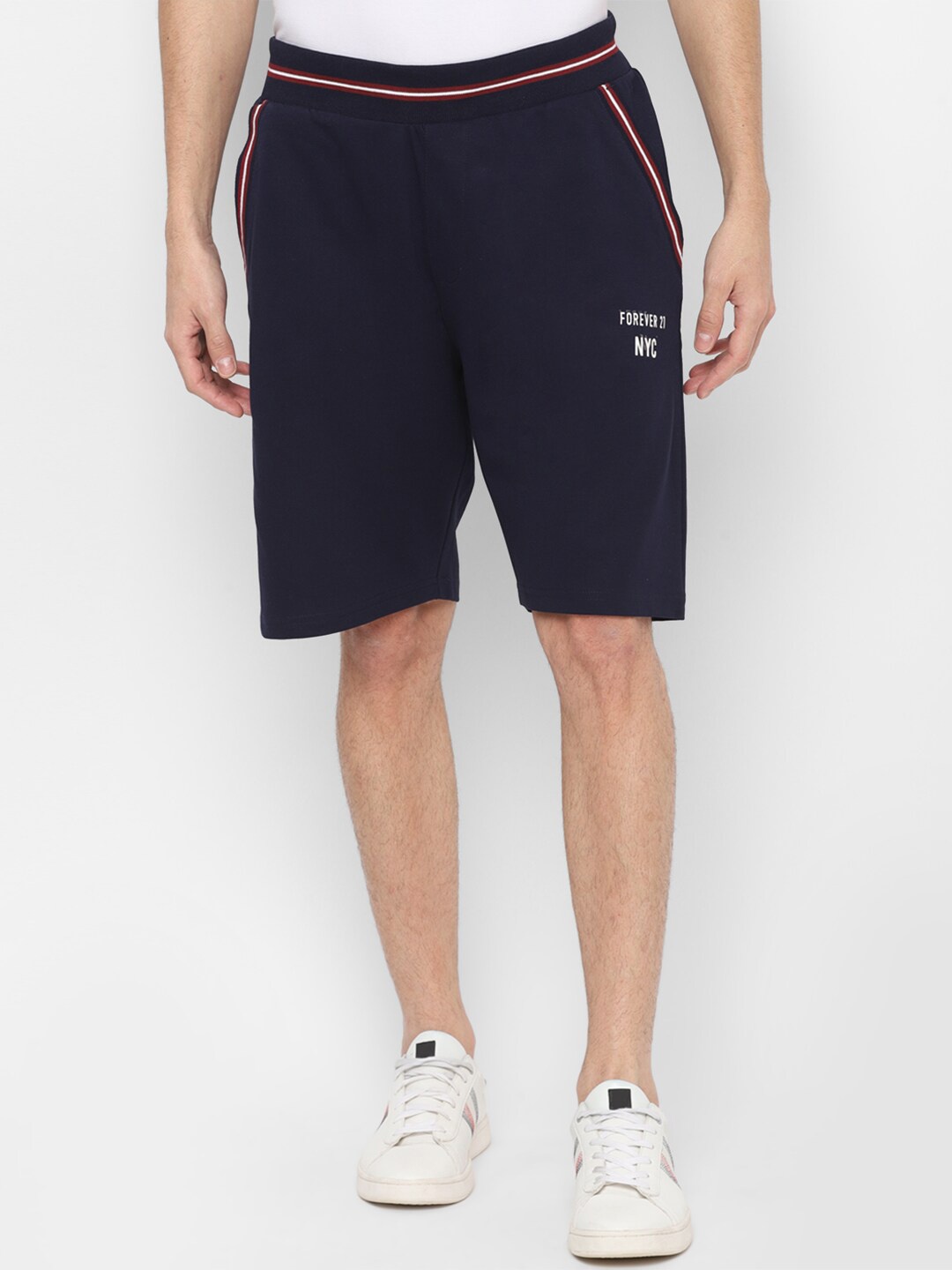 

FOREVER 21 Men Navy Blue Solid Cotton Shorts