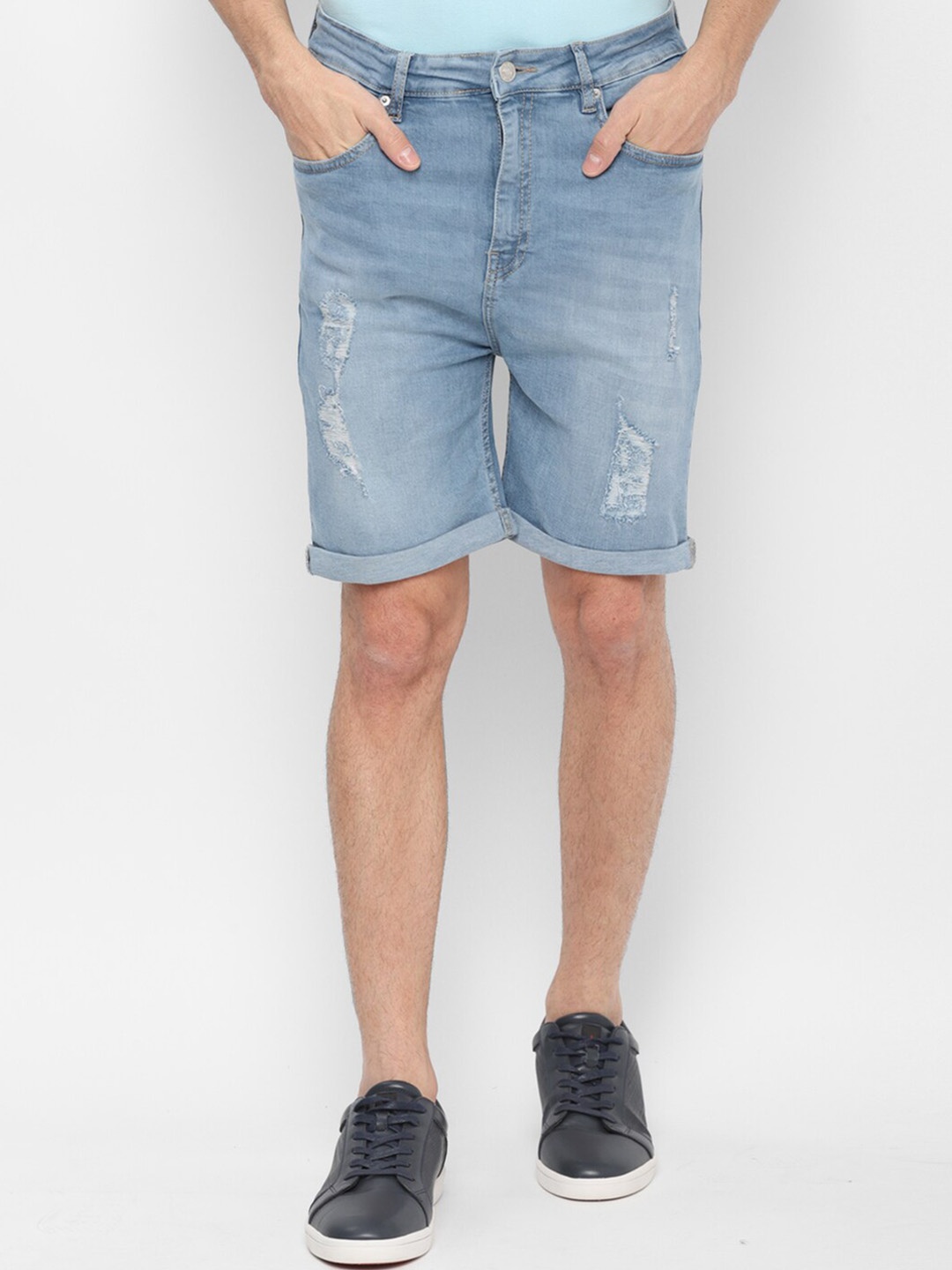 

FOREVER 21 Men Blue Washed Denim Shorts