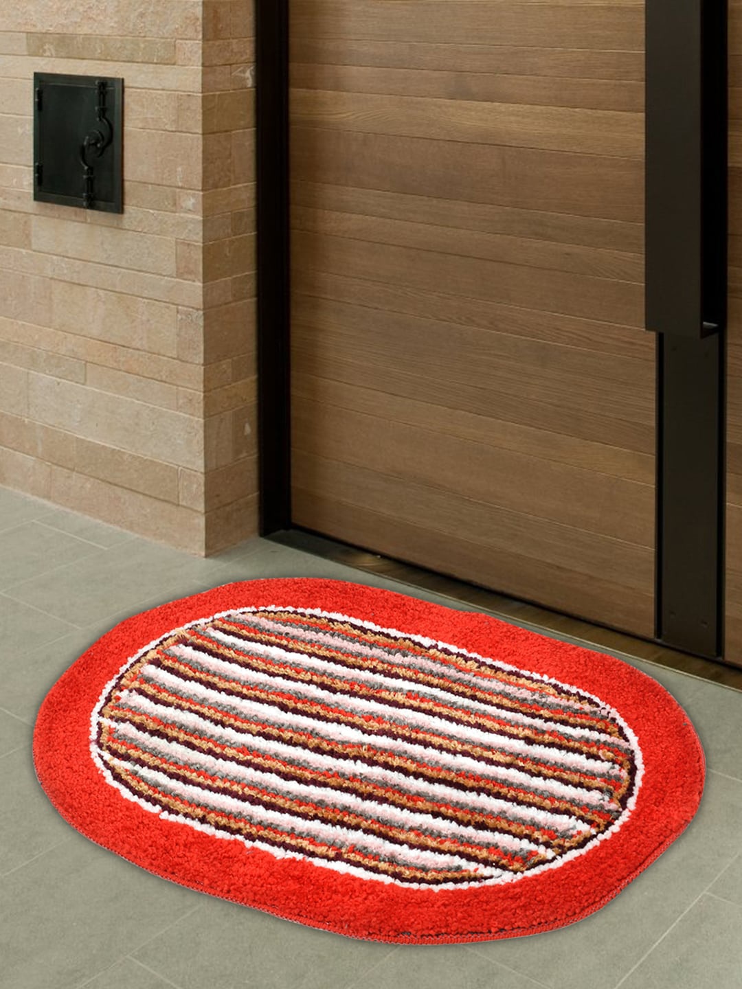

Kuber Industries Pack Of 2 Red Printed Anti-Skid Doormats