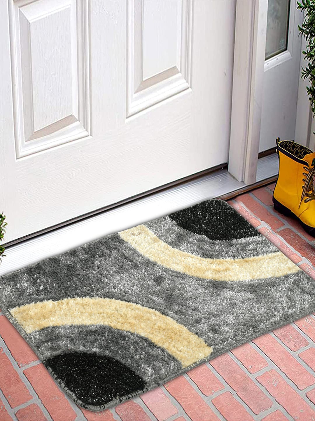 

Kuber Industries Set Of 2 Brown & Grey Printed Anti-Skid Doormat