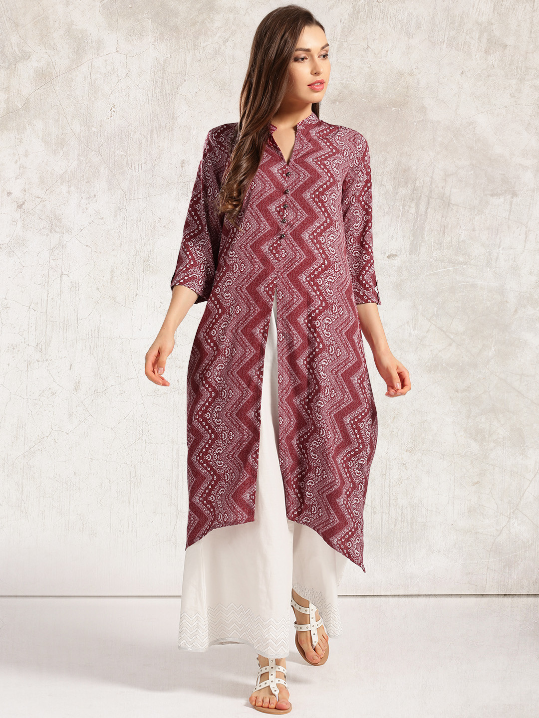 

Anouk Women Maroon Printed Straight Kurta