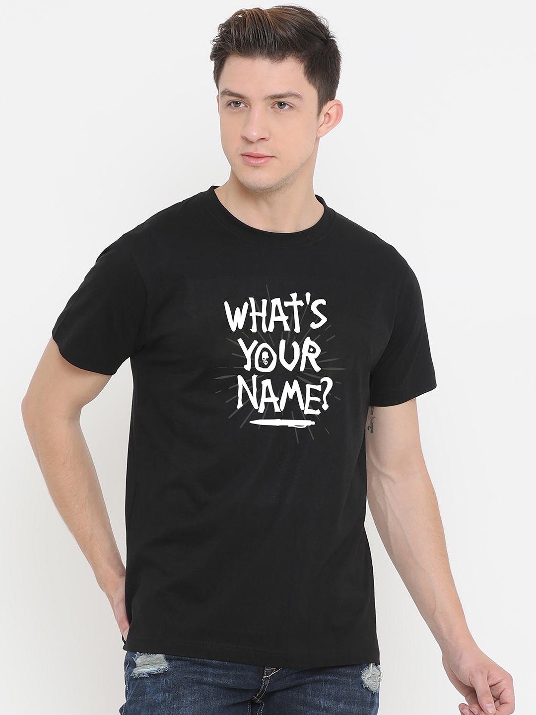 

Fully Filmy Men Black Typography Printed T-shirt