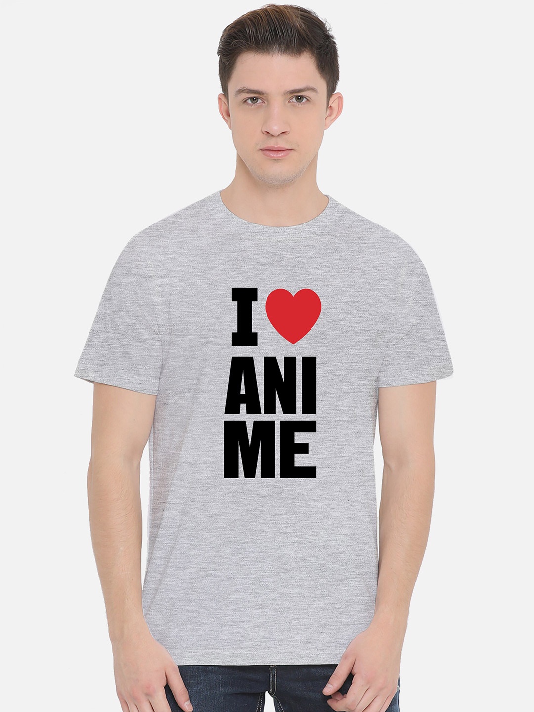 

Fully Filmy Men Grey Melange Printed Cotton T-shirt