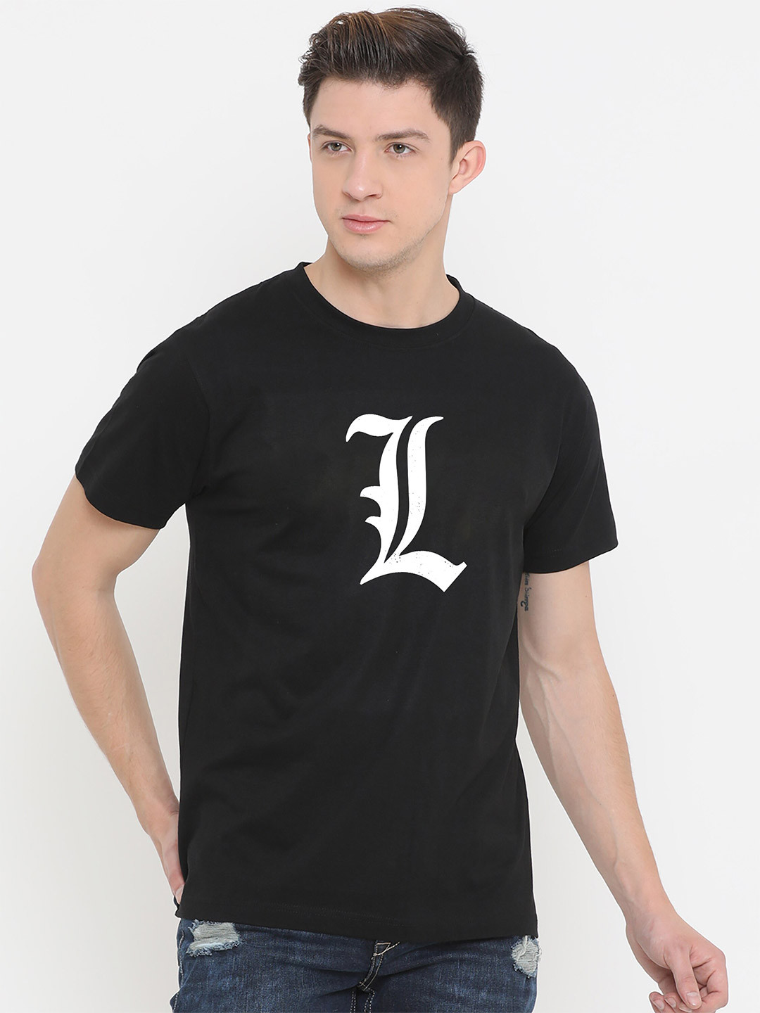 

Fully Filmy Men Black Printed Regular T-shirt