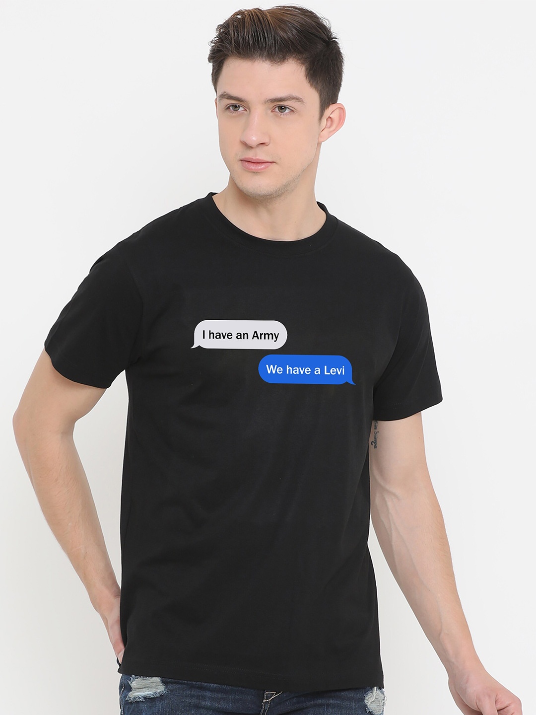 

Fully Filmy Men Black Typography Printed Round Neck Regular Fit T-shirt