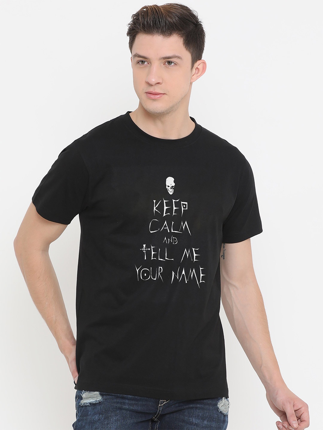 

Fully Filmy Men Black Typography Printed T-shirt