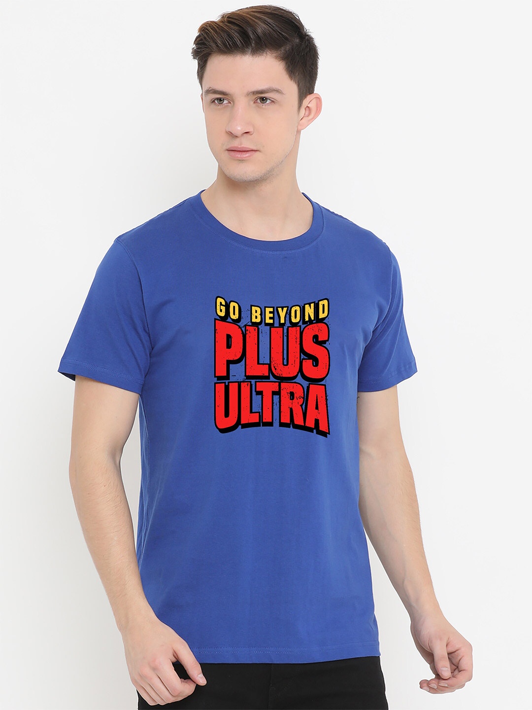 

Fully Filmy Men Blue Typography Printed Cotton T-shirt