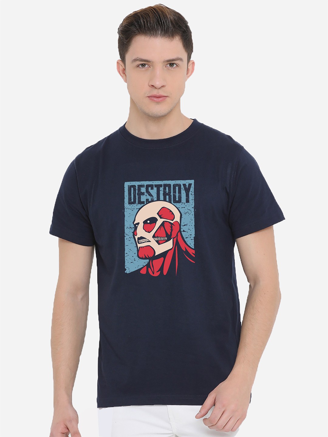 

Fully Filmy Men Navy Blue Printed T-shirt
