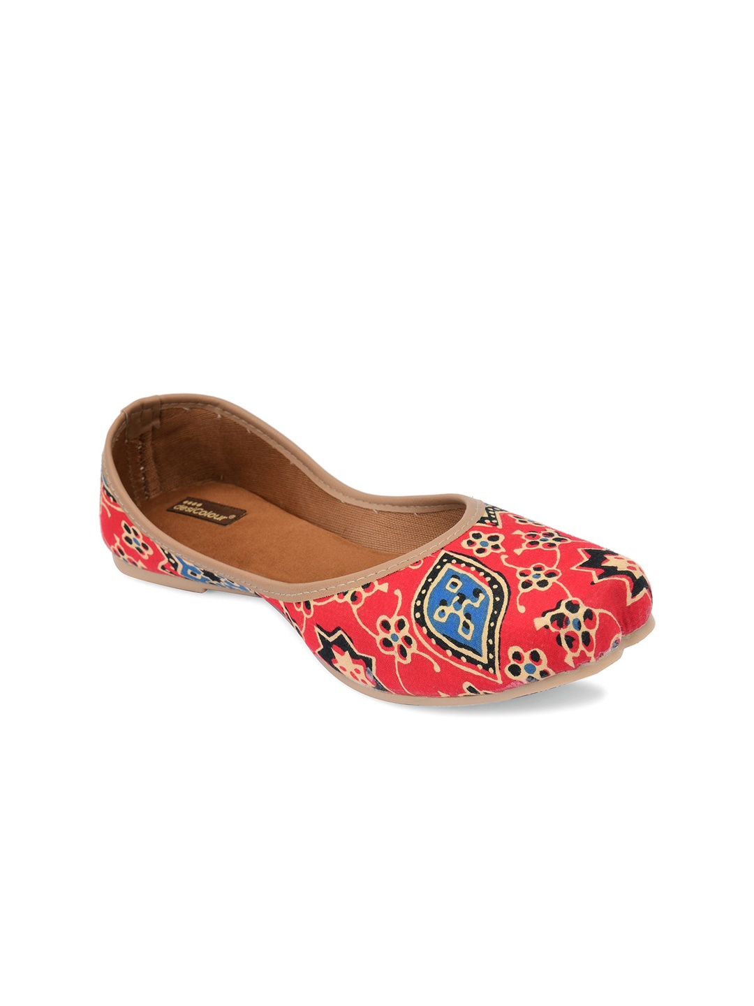 

DESI COLOUR Women Red Ethnic Mojaris Flats