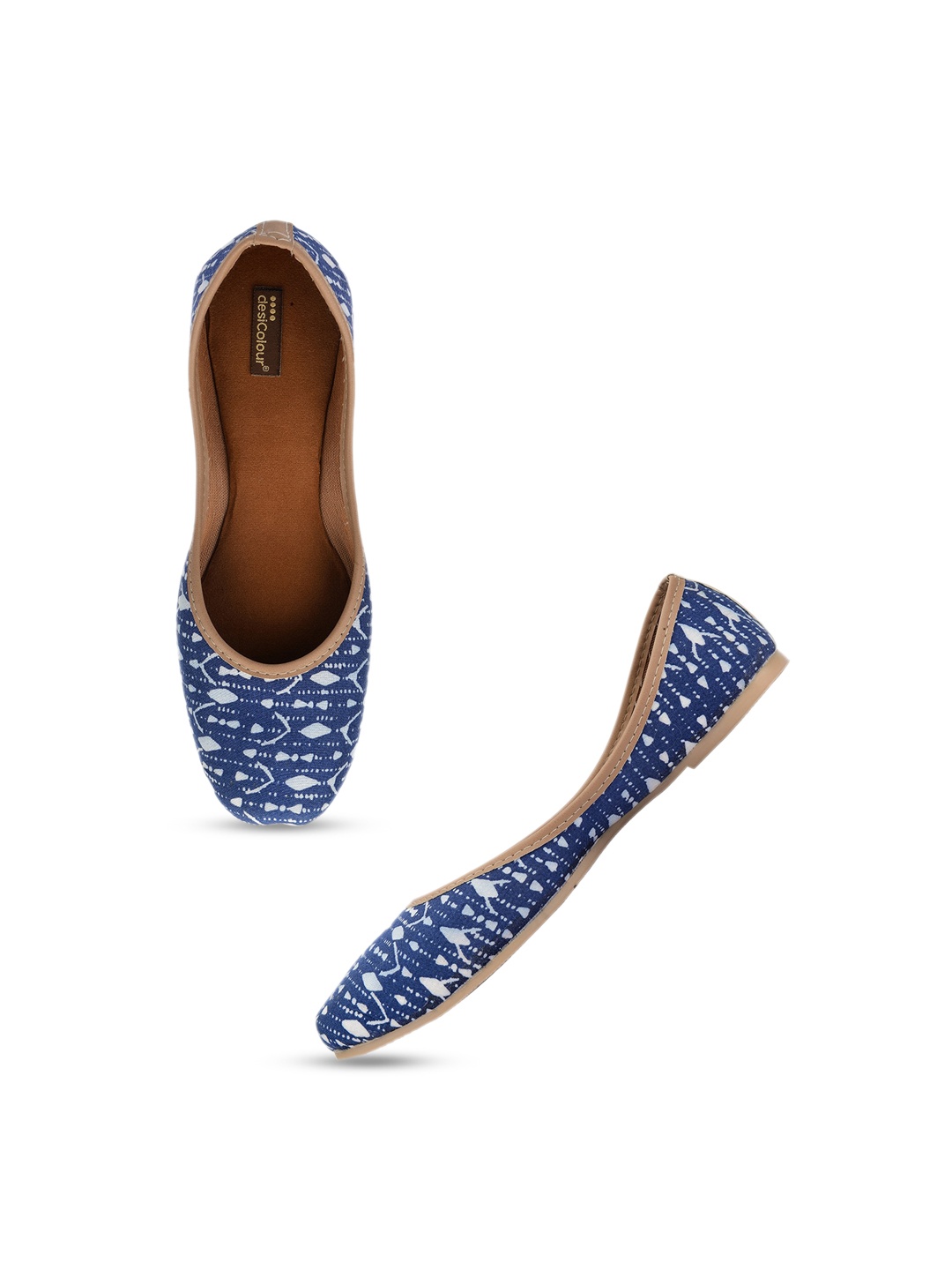 

DESI COLOUR Women Blue Printed Ethnic Ballerinas Flats