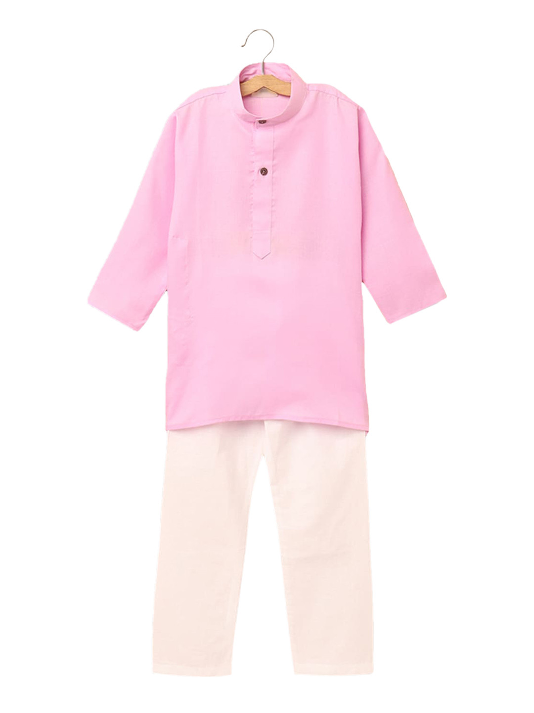 

Hopscotch Boys Pink Embroidered Empire Pure Cotton Kurti with Pyjamas