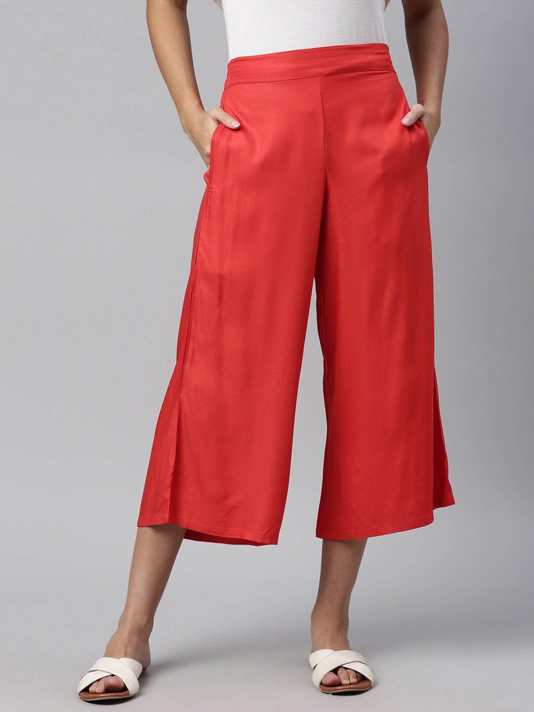 

LAYA Women Red Flared Palazzos