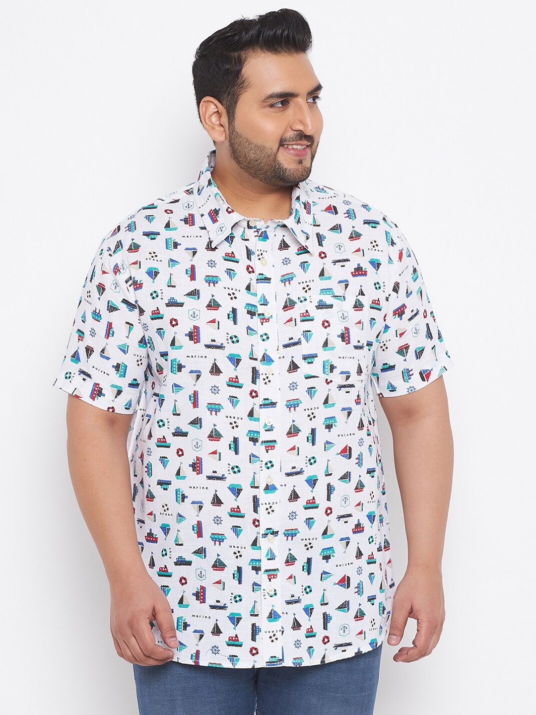 

bigbanana Men White Printed Classic Casual Shirt