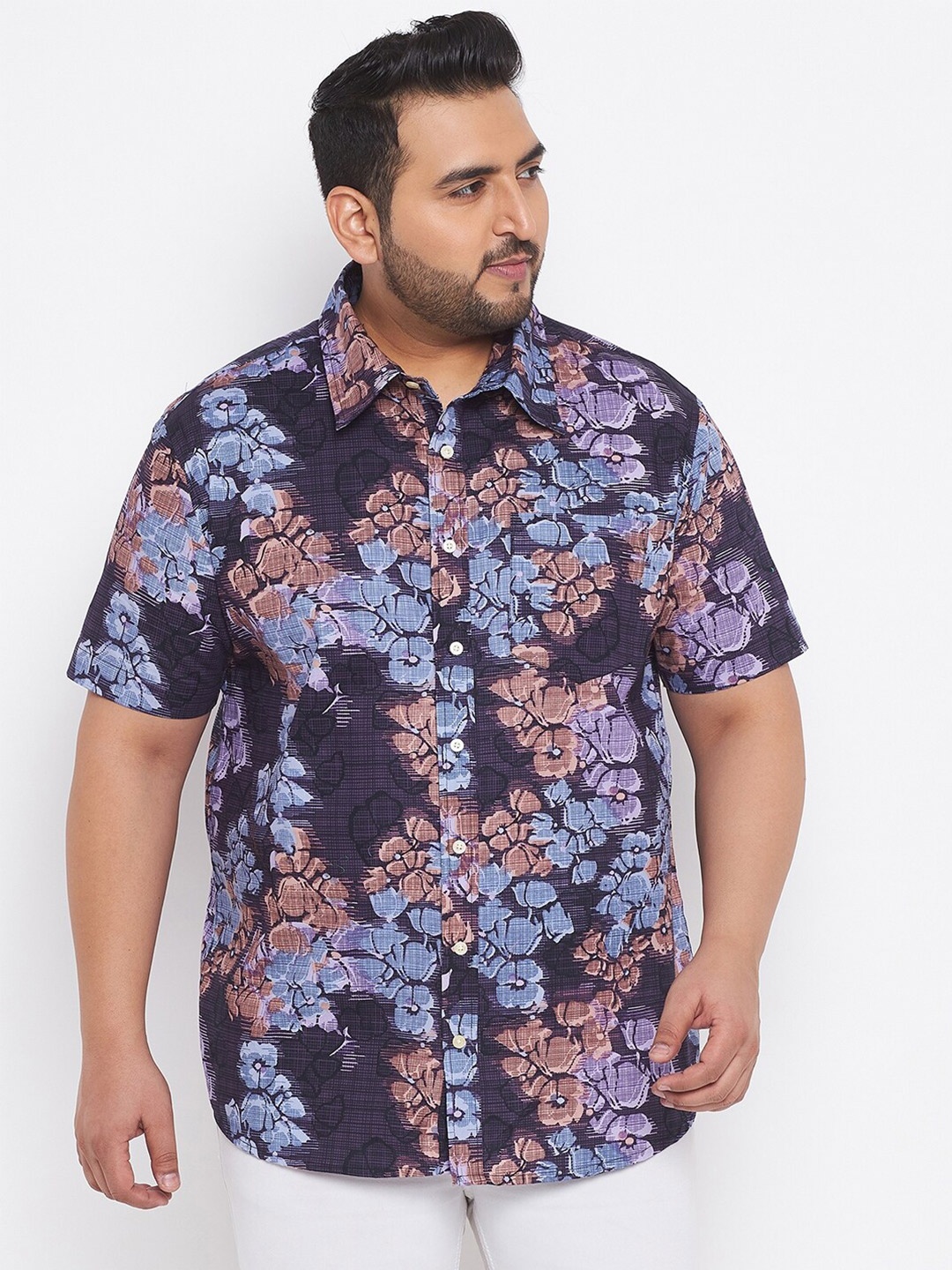 

bigbanana Men Plus Size Multicoloured Classic Floral Printed Pure Cotton Casual Shirt, Multi