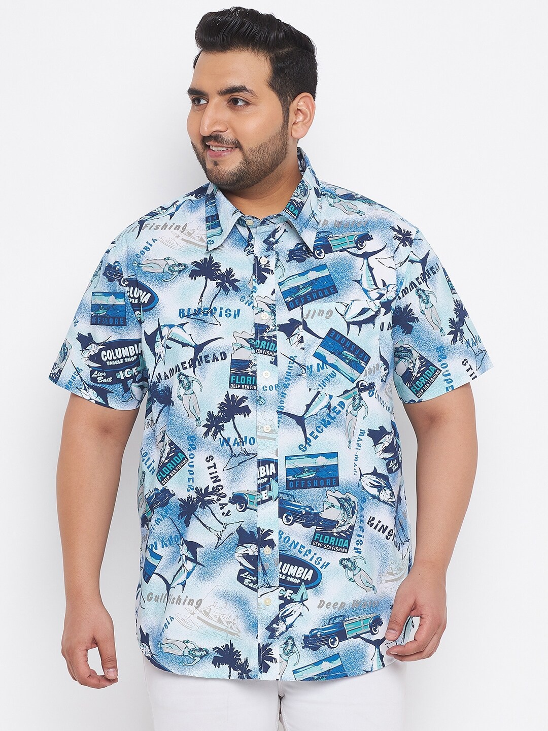

bigbanana Men Plus Size Multicoloured Classic Floral Printed Casual Shirt, Multi