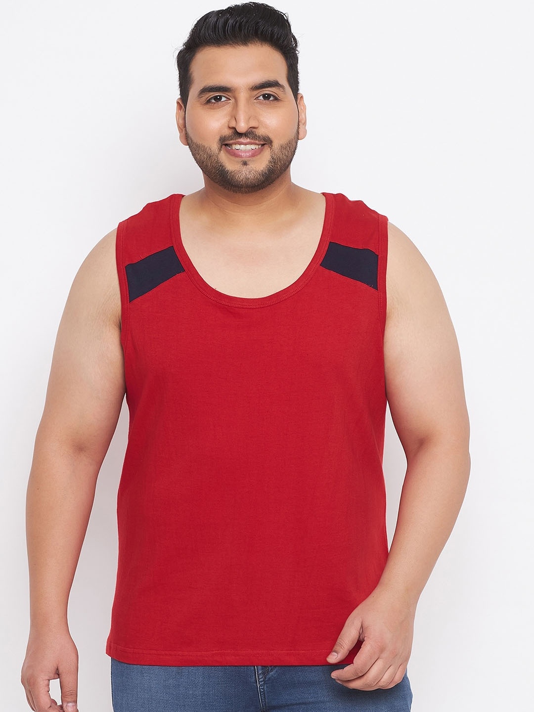 

bigbanana Men Plus Size Red & Black Printed Pure Cotton Innerwear Vests